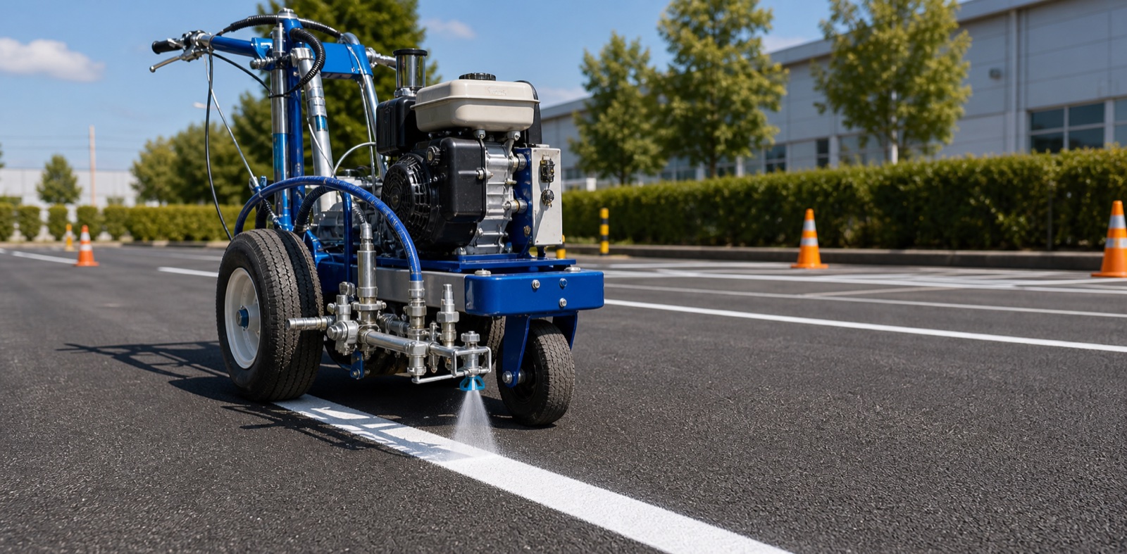Cold spray line marking scene