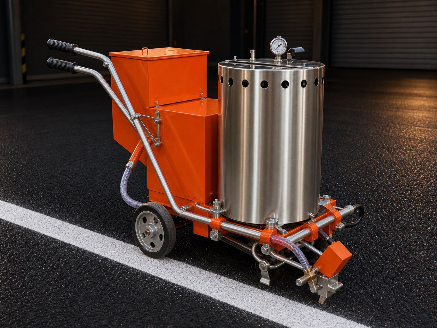 Round kettle thermoplastic road marking machine visualization